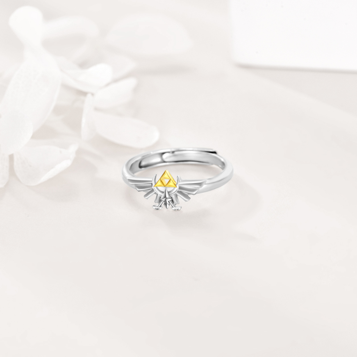 Anillo abierto ajustable de plata de ley de la leyenda de Zelda-4