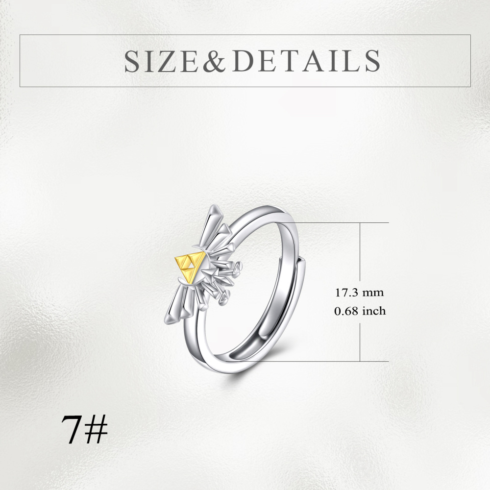Anello aperto regolabile in argento sterling con la leggenda di Zelda-6