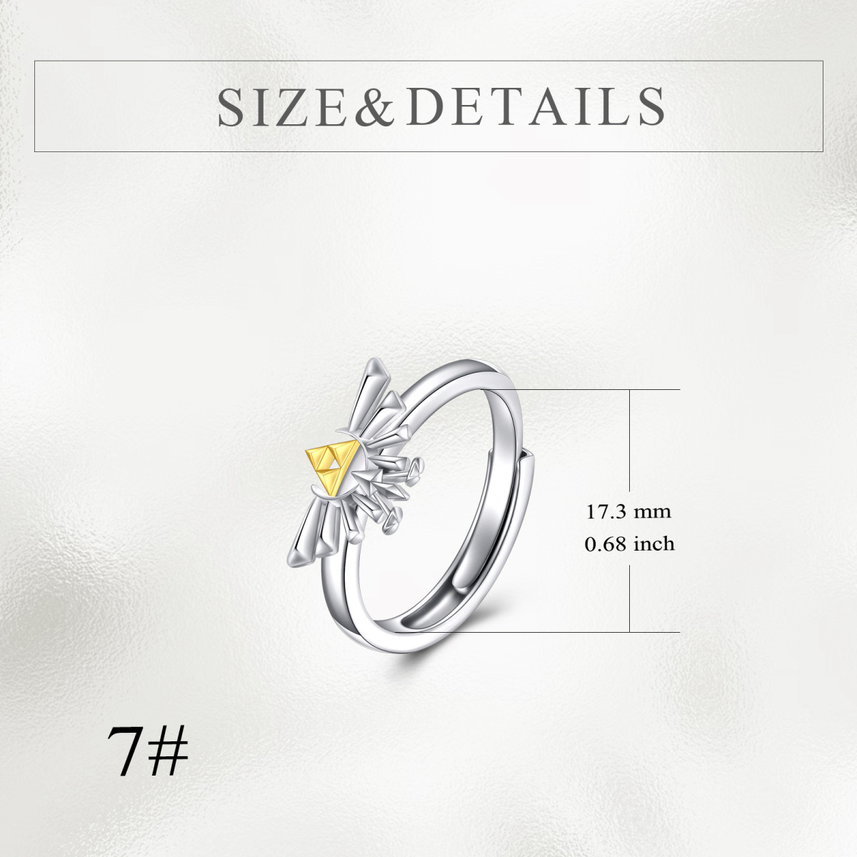 Anillo abierto ajustable de plata de ley de la leyenda de Zelda-6