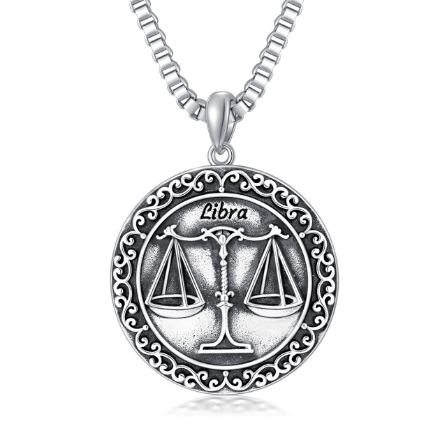 Collier en argent sterling avec pendentif Balance et rond pour hommes-1