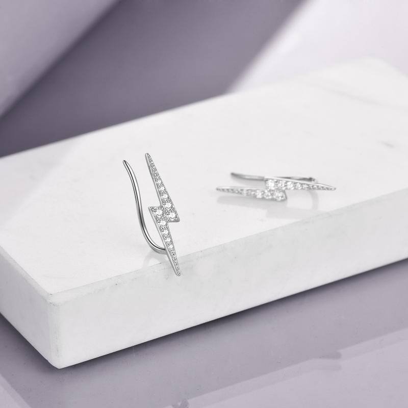 Boucles d'oreilles en argent sterling avec zircone cubique et éclair pour femmes-4