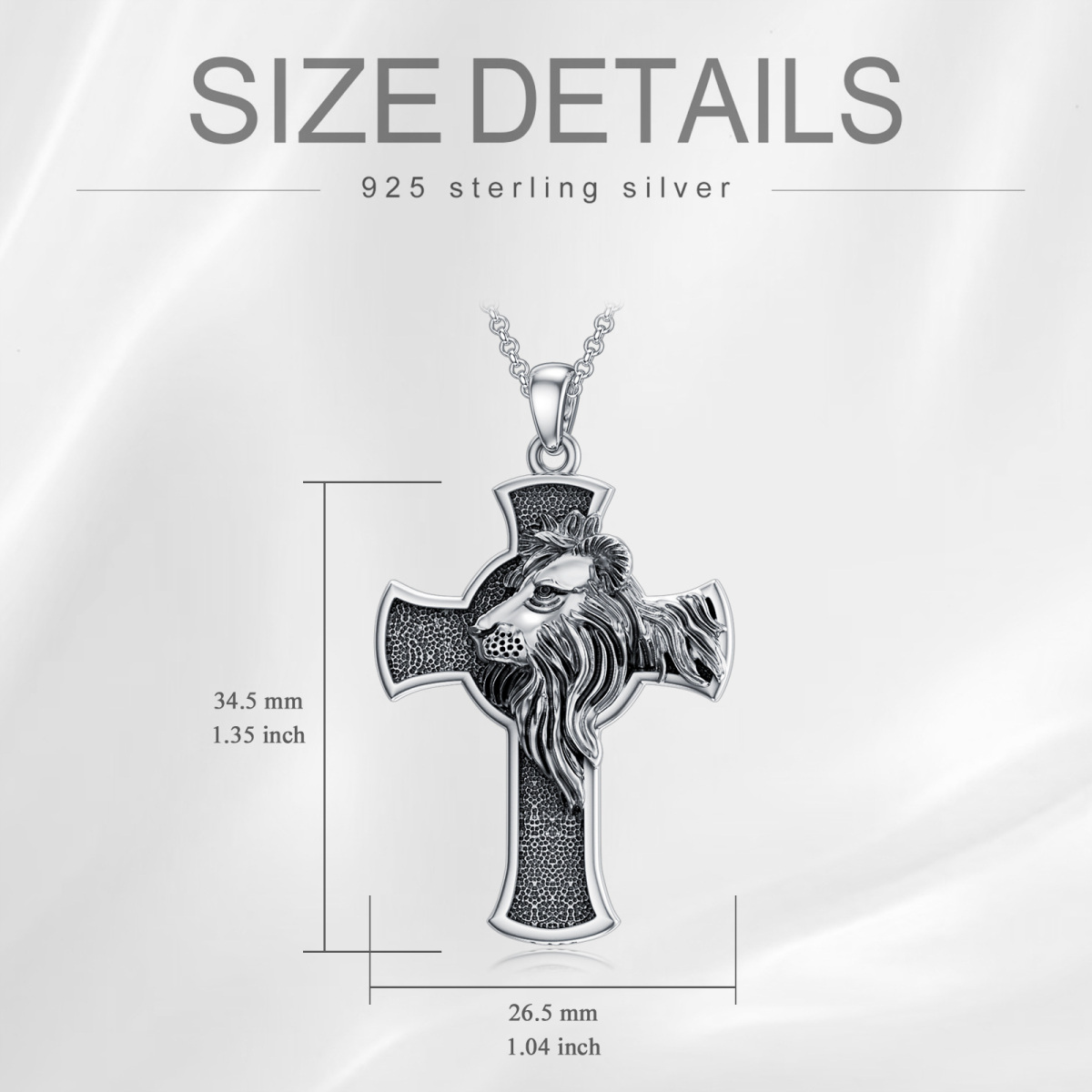 Sterling Silber Löwe & Kreuz Anhänger Halskette für Männer-6