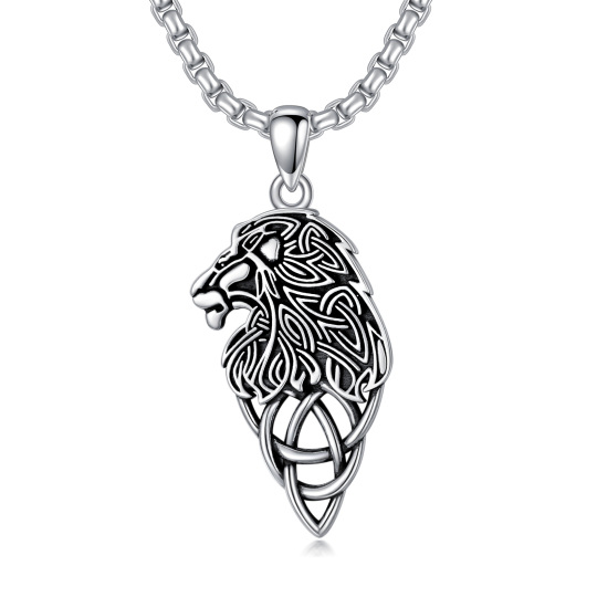 Sterling Silver Lion Pendant Necklace for Men