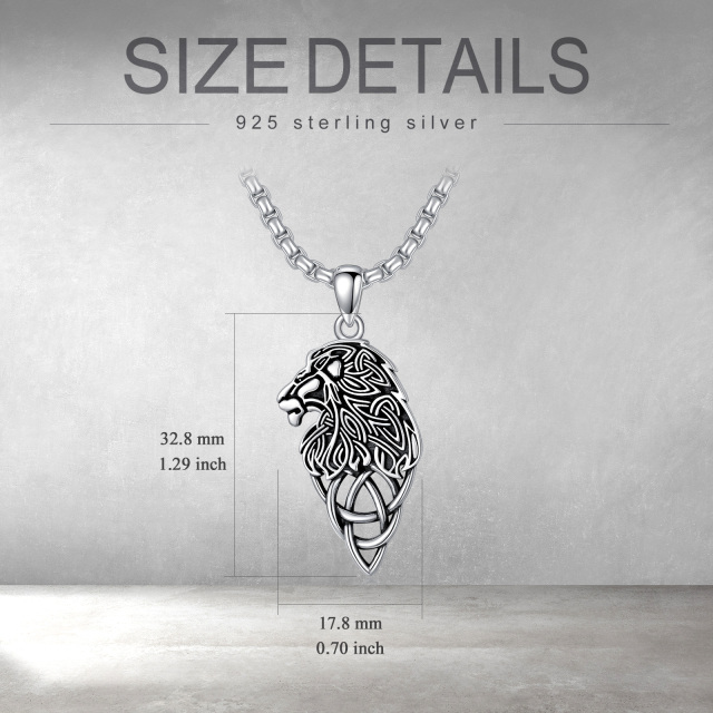 Sterling Silver Lion Pendant Necklace for Men-5