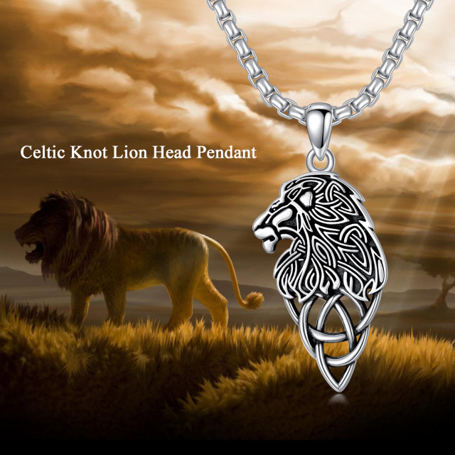 Sterling Silver Lion Pendant Necklace for Men-6