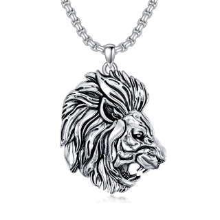 Sterling Silver Lion Pendant Necklace for Men-15