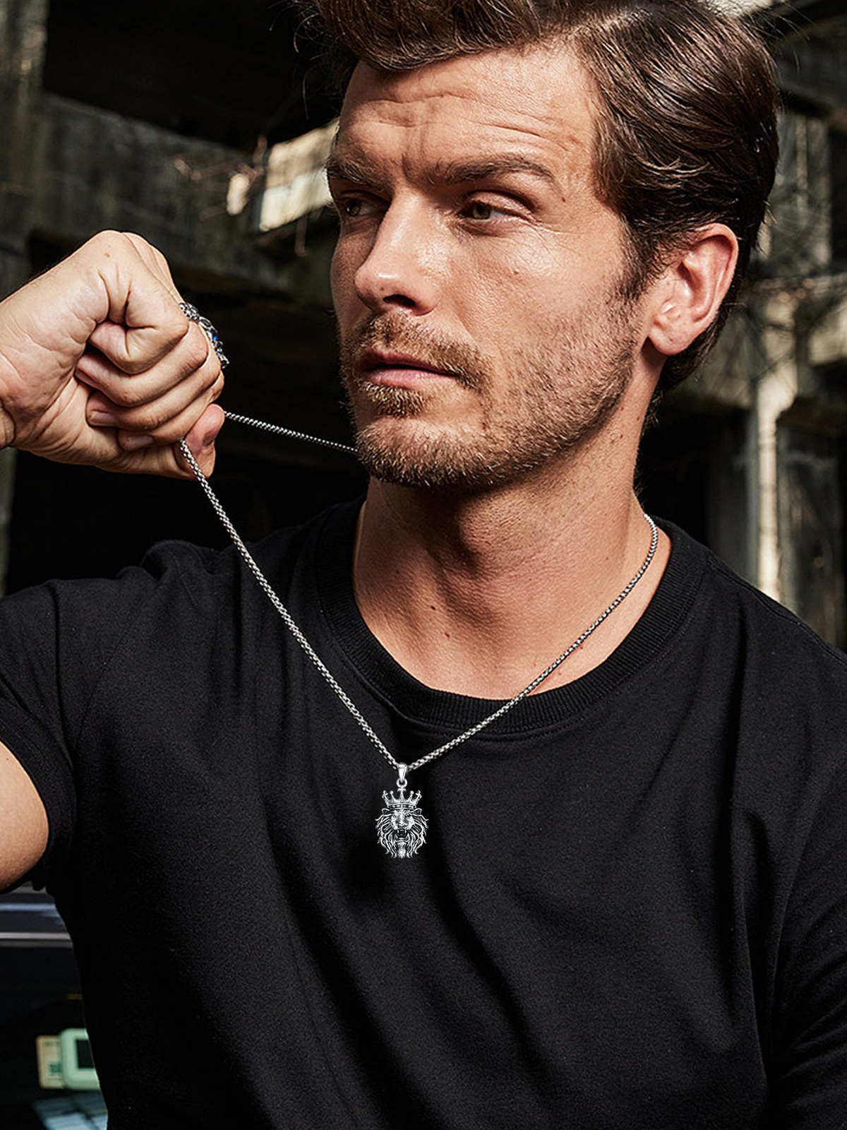 Collier avec pendentif lion en argent sterling-2