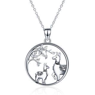 Sterling Silver Cubic Zirconia Llama Pendant Necklace-48