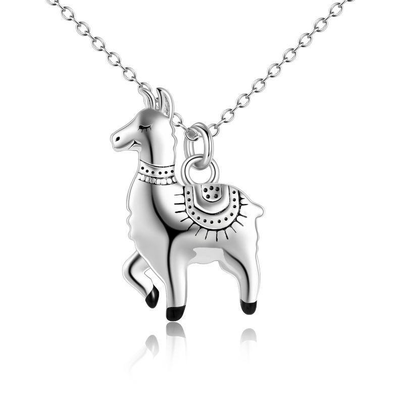 Sterling Silber Llama Anhänger Halskette-1