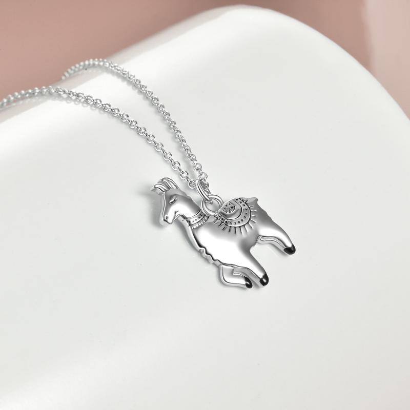 Sterling Silver Llama Pendant Necklace-4