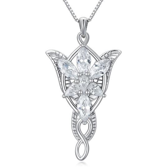 Collana con ciondolo Stella del Vespro Arwens in argento sterling con zirconi cubici