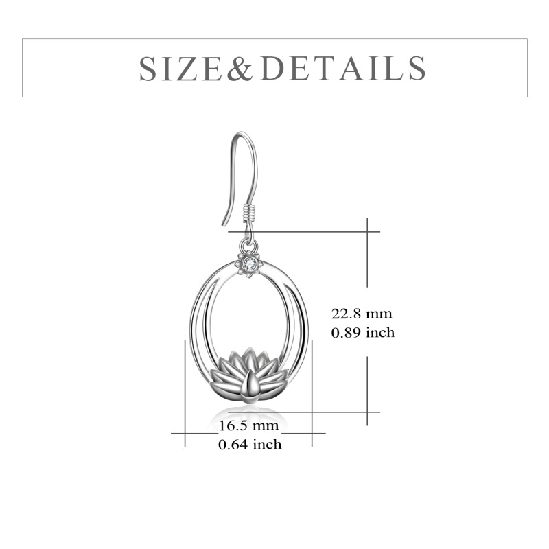Sterling Silver Lotus Drop Earrings-5