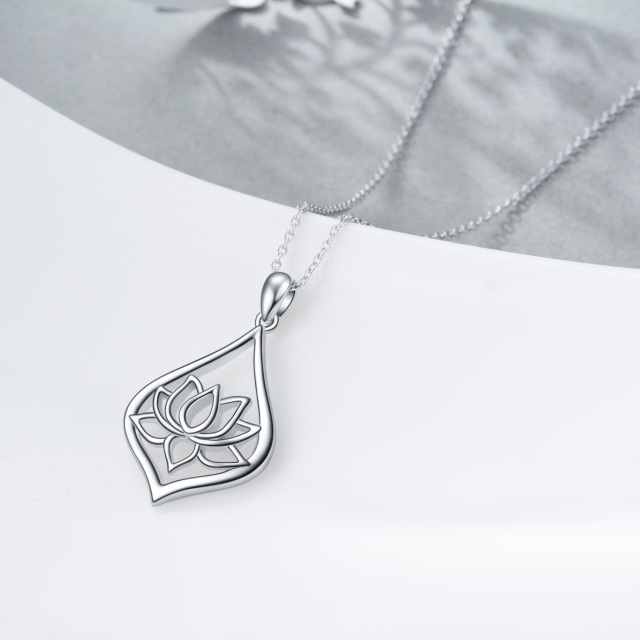 Sterling zilveren lotus en druppelvormige hanger ketting-3