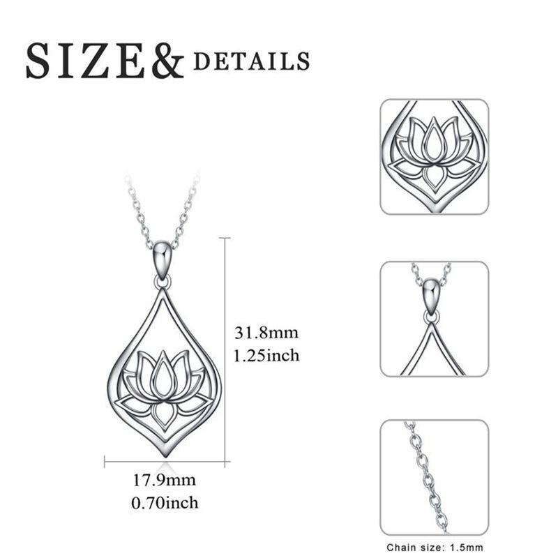 Collier en argent sterling avec pendentif en forme de lotus et de goutte d'eau-5