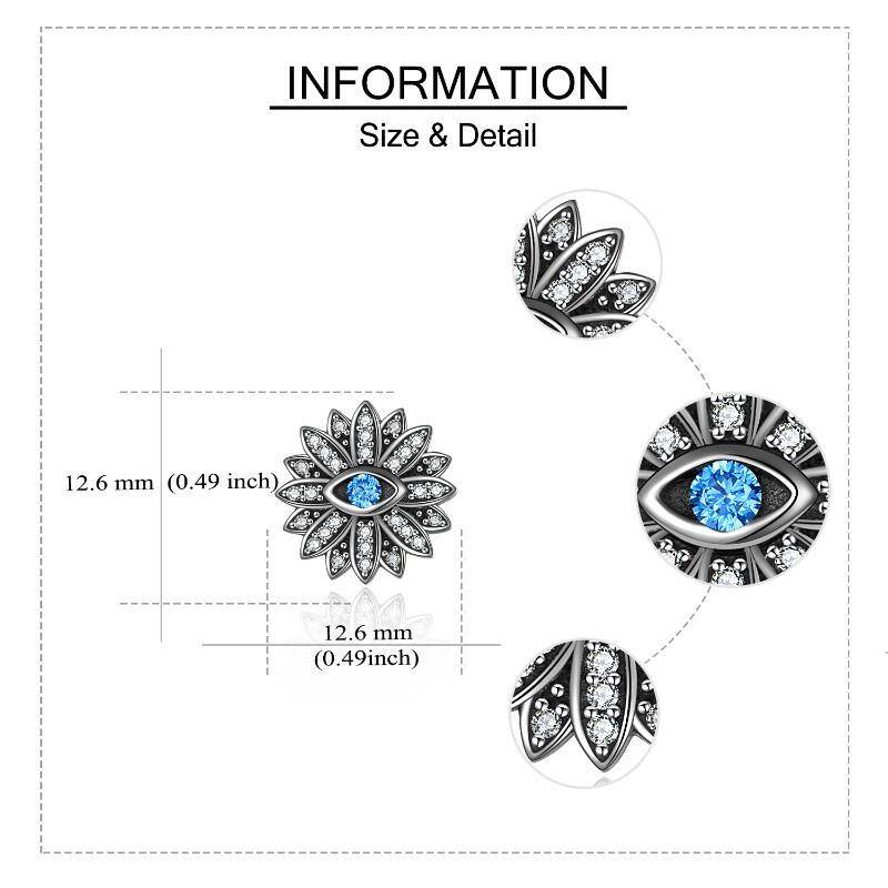 Sterling Silver Cubic Zirconia Lotus & Evil Eye Stud Earrings-6