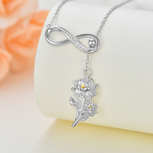 Collana a Y regolabile con simbolo dell'infinito in argento sterling con zirconi cubici-3