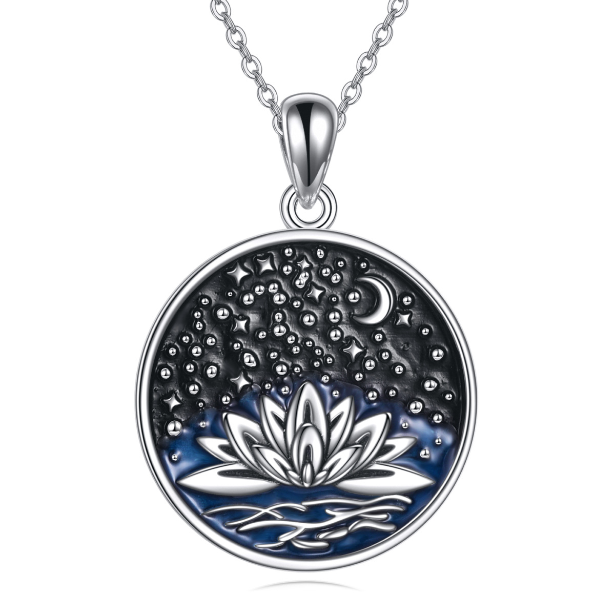 Sterling Silber Lotus-Anhänger Halskette-1