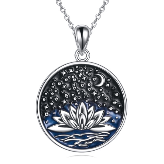 Sterling Silber Lotus-Anhänger Halskette