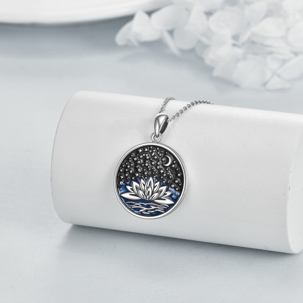 Sterling Silver Lotus Pendant Necklace-3