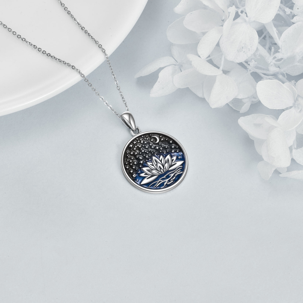 Sterling Silver Lotus Pendant Necklace-4