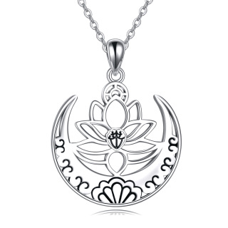 Sterling Silver Lotus Pendant Necklace-29