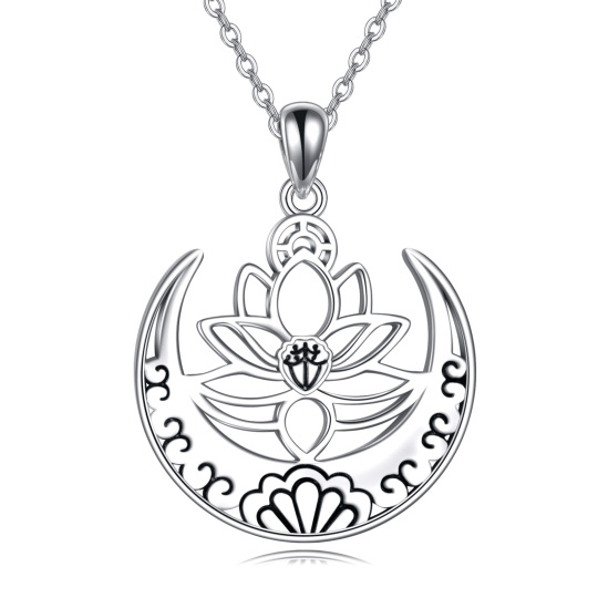 Sterling Silber Lotus-Anhänger Halskette