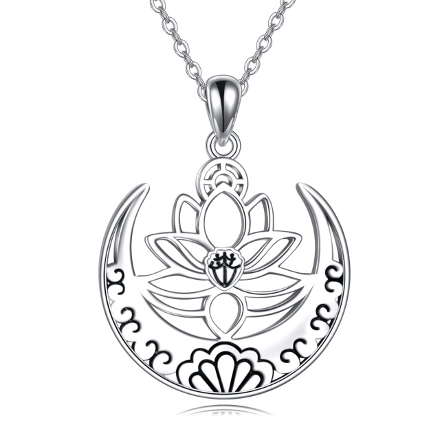 Sterling Silber Lotus-Anhänger Halskette-1