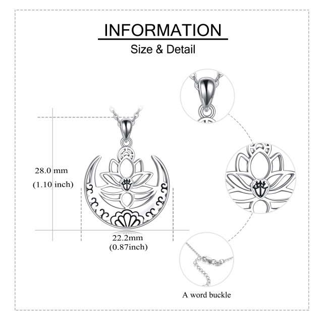 Collier à pendentif Lotus en argent sterling-5