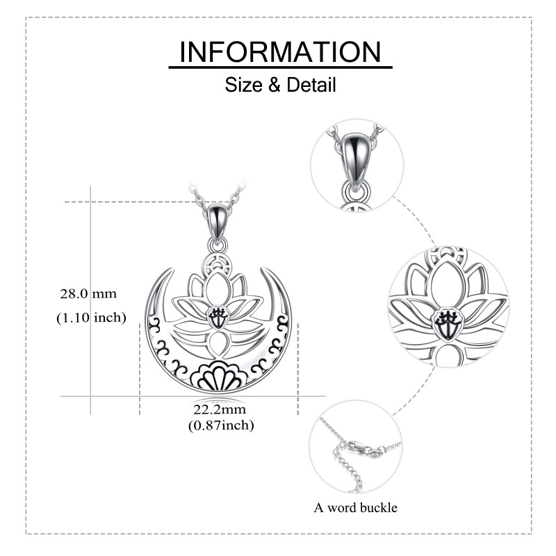 Sterling zilveren lotus hanger ketting-5