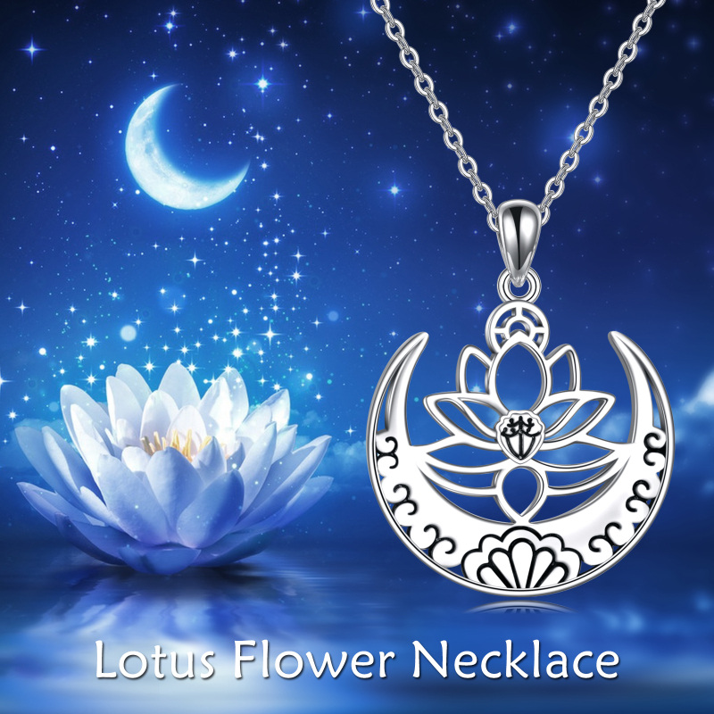 Sterling zilveren lotus hanger ketting-6