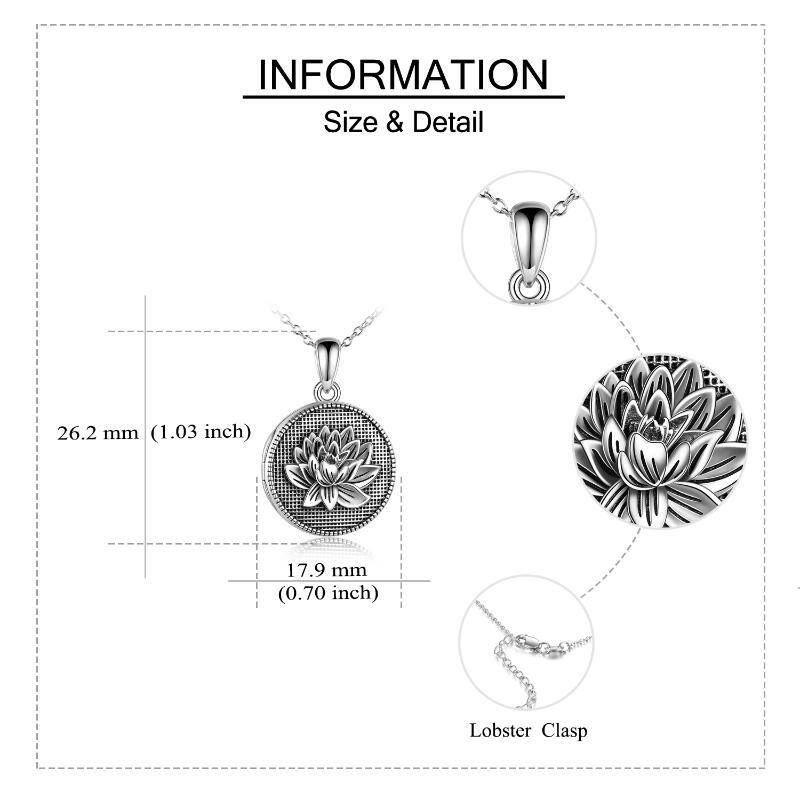 Sterling Silver Lotus Personalised Photo Locket Necklace For Women-3