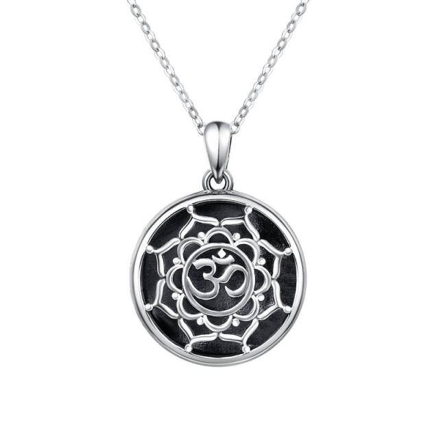 Sterling Silber Lotus personalisierte Foto Medaillon Halskette-1