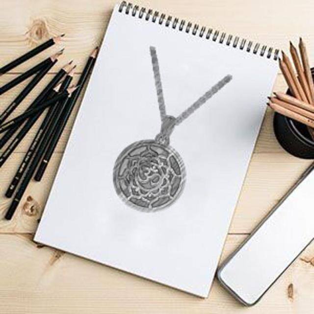 Collier en argent sterling avec pendentif photo personnalisé Lotus-3