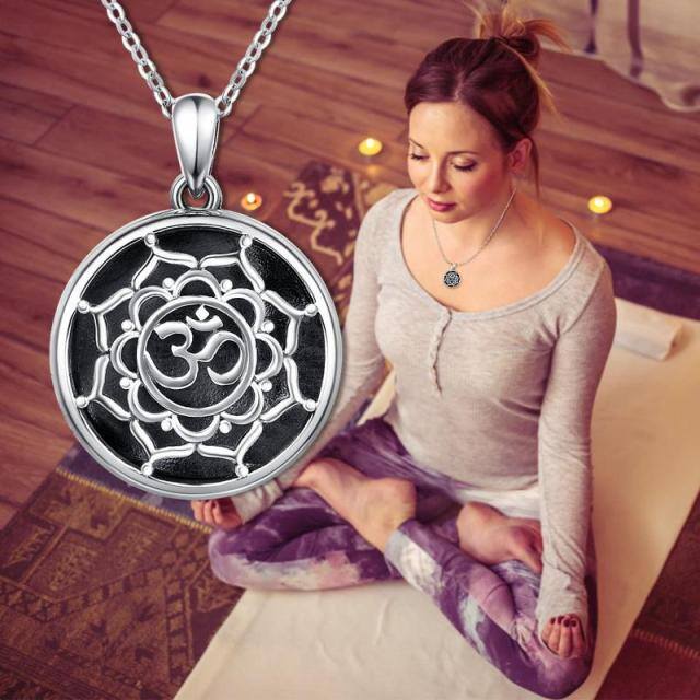 Collier en argent sterling avec pendentif photo personnalisé Lotus-5