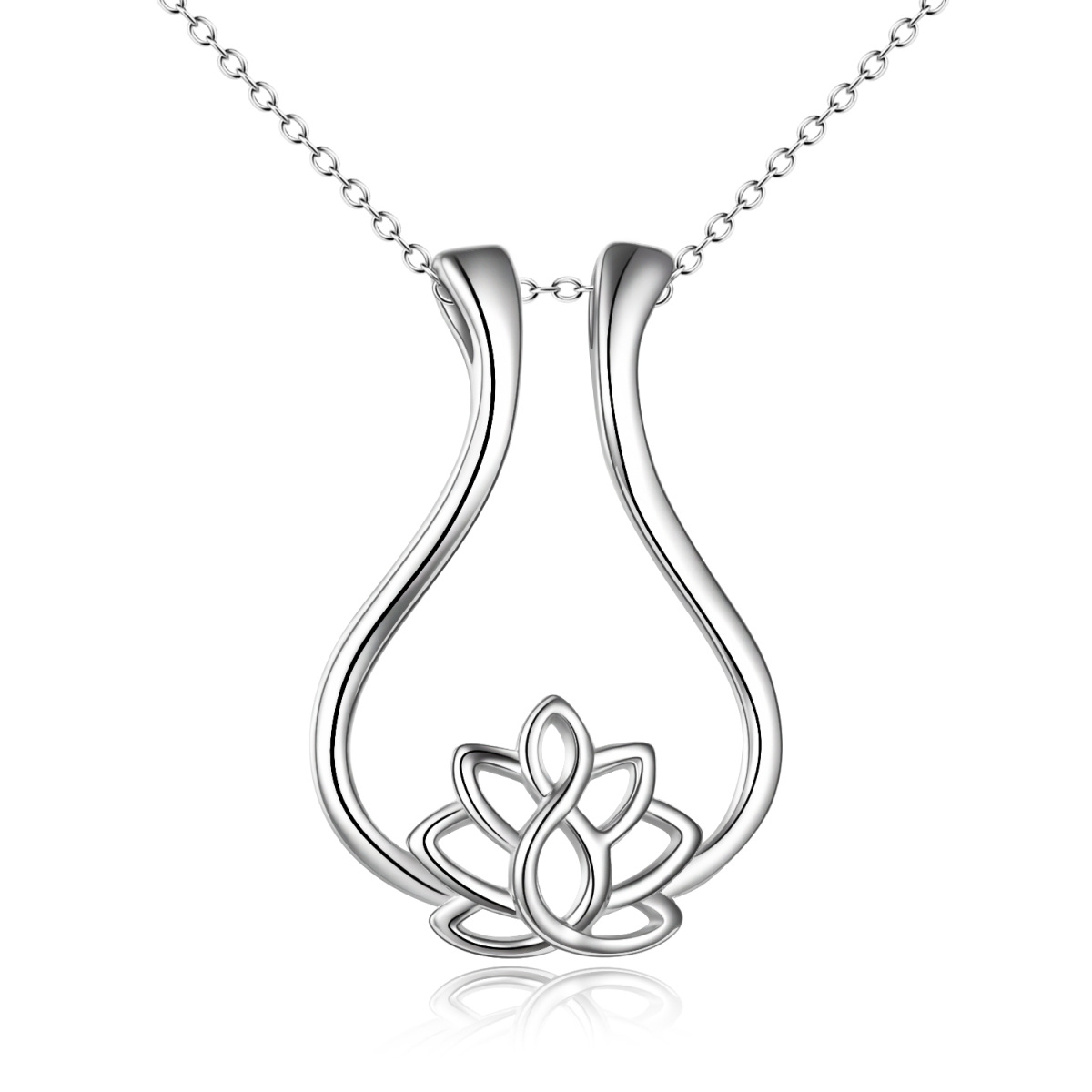 Sterling Silver Lotus & Ring Holder Pendant Necklace-1