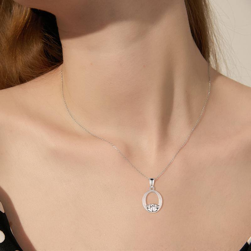 Collier Urne Lotus en argent sterling-2