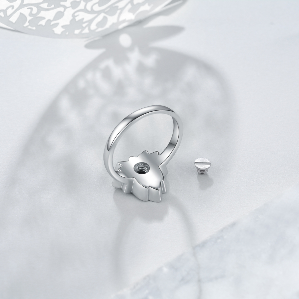 Sterling Silber Lotus Urnenring-4