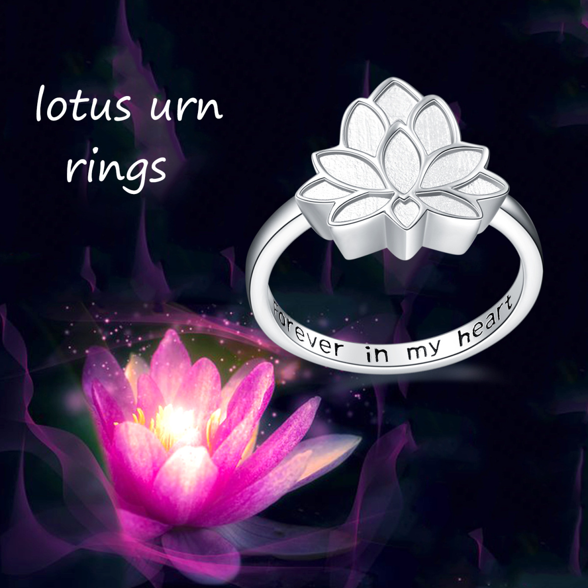 Sterling Silber Lotus Urnenring-5