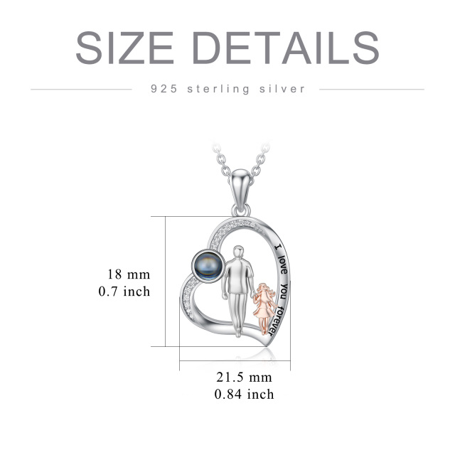 Collier avec pendentif cœur en argent sterling Je t'aime en 100 langues Père Fille-4