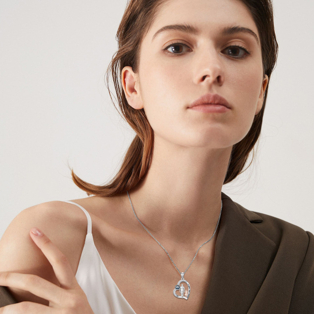 Collier avec pendentif cœur en argent sterling Je t'aime en 100 langues Père Fille-2