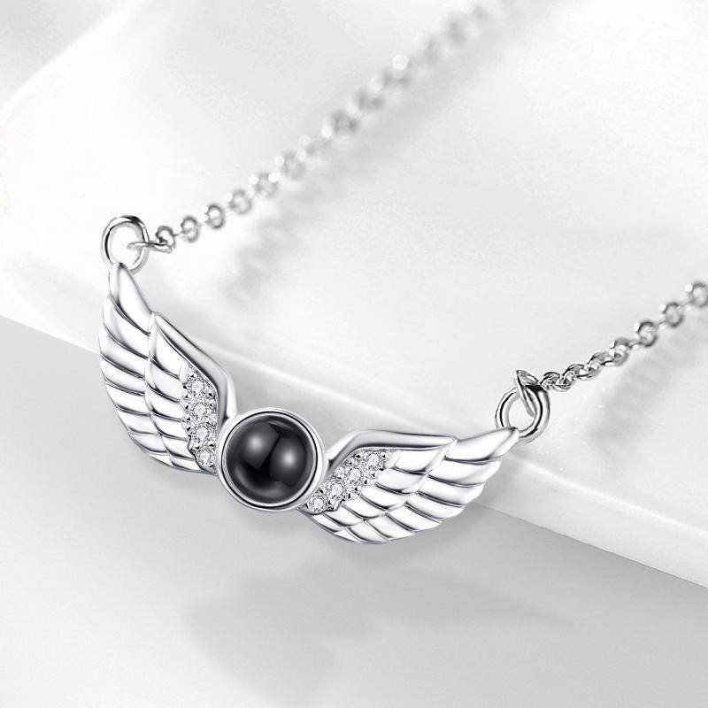 Halskette mit Engelsflügel-Anhänger „Ich liebe dich in 100 Sprachen“ aus Sterlingsilber-5