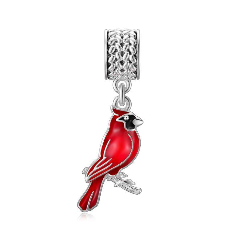 Sterling Silver Lucky Cardinal Dangle Charm Beads for Necklace Bracelet-1