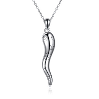 Sterling Silver Italian Horn Pendant Necklace for Women-31