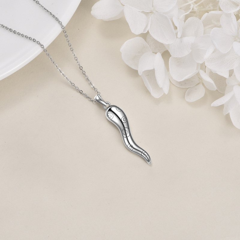 Sterling Silver Italian Horn Pendant Necklace for Women-4