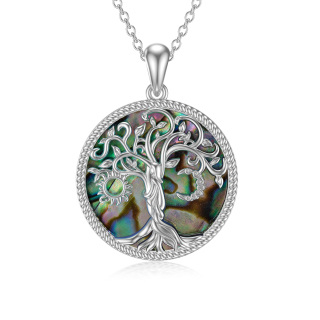 Sterling Silver Malachite Tree Of Life Pendant Necklace-22