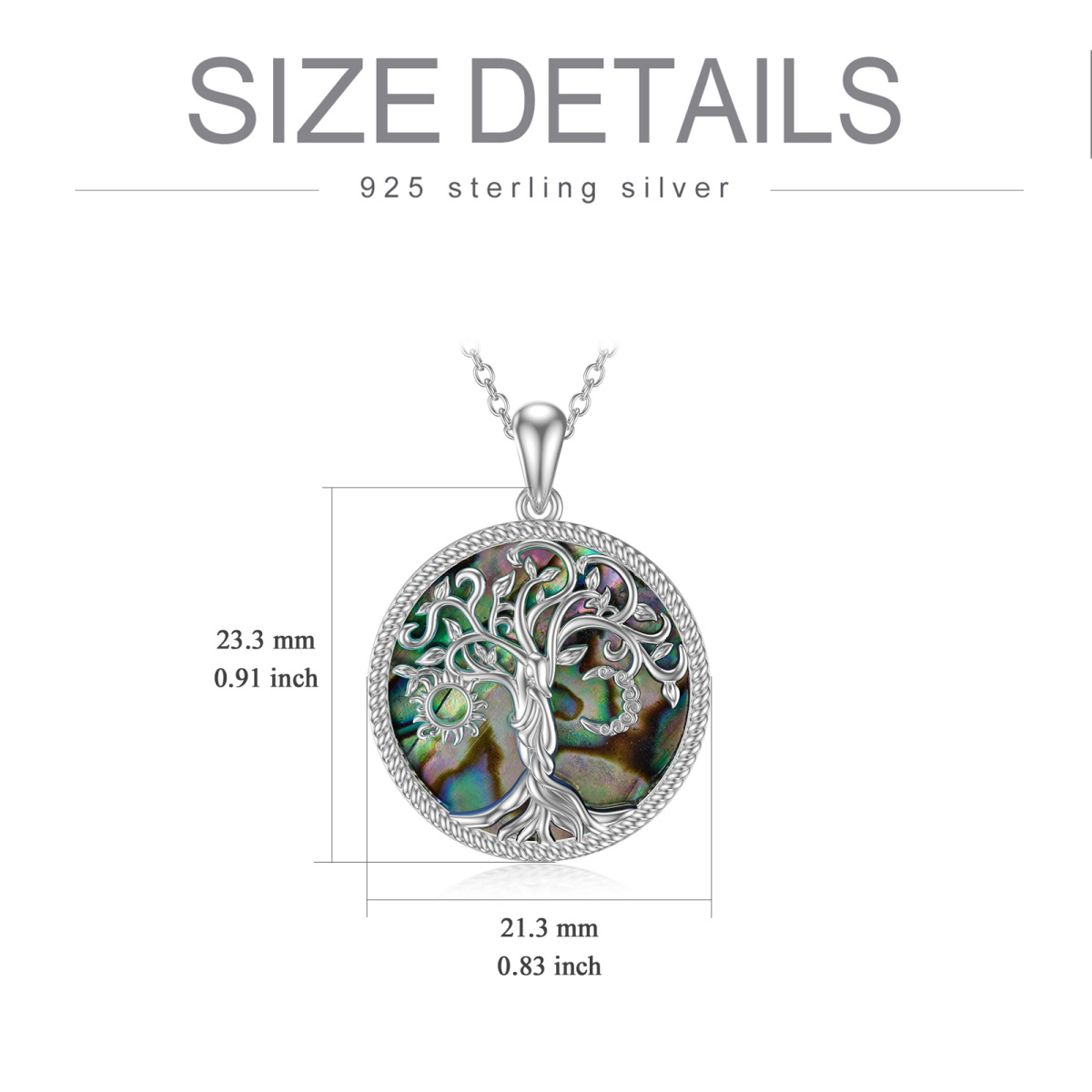 Sterling Silber Malachit Baum des Lebens Anhänger Halskette-4