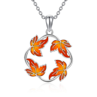 Sterling Silver Maple Leaf Pendant Necklace-50