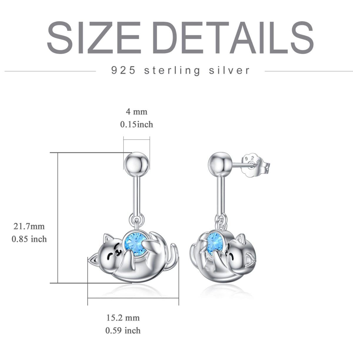 Boucles d'oreilles à tige en argent sterling avec pierre de naissance du mois de mars et oxyde de zirconium pour filles et femmes-4