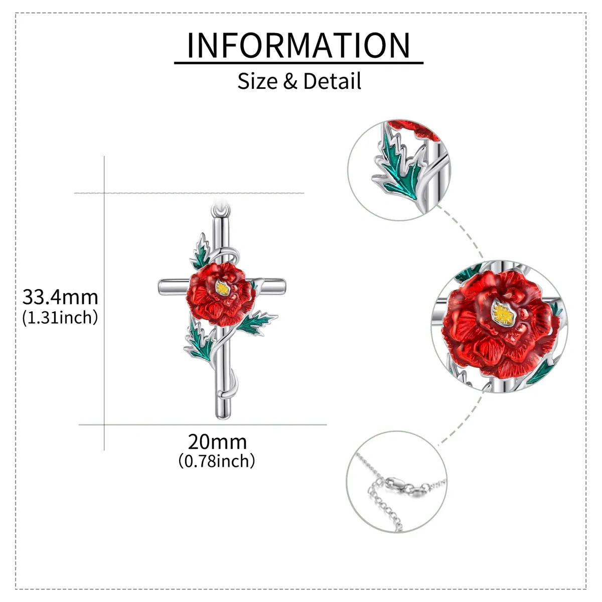 Sterling Silber Ringelblume & Kreuz-Anhänger Halskette-5