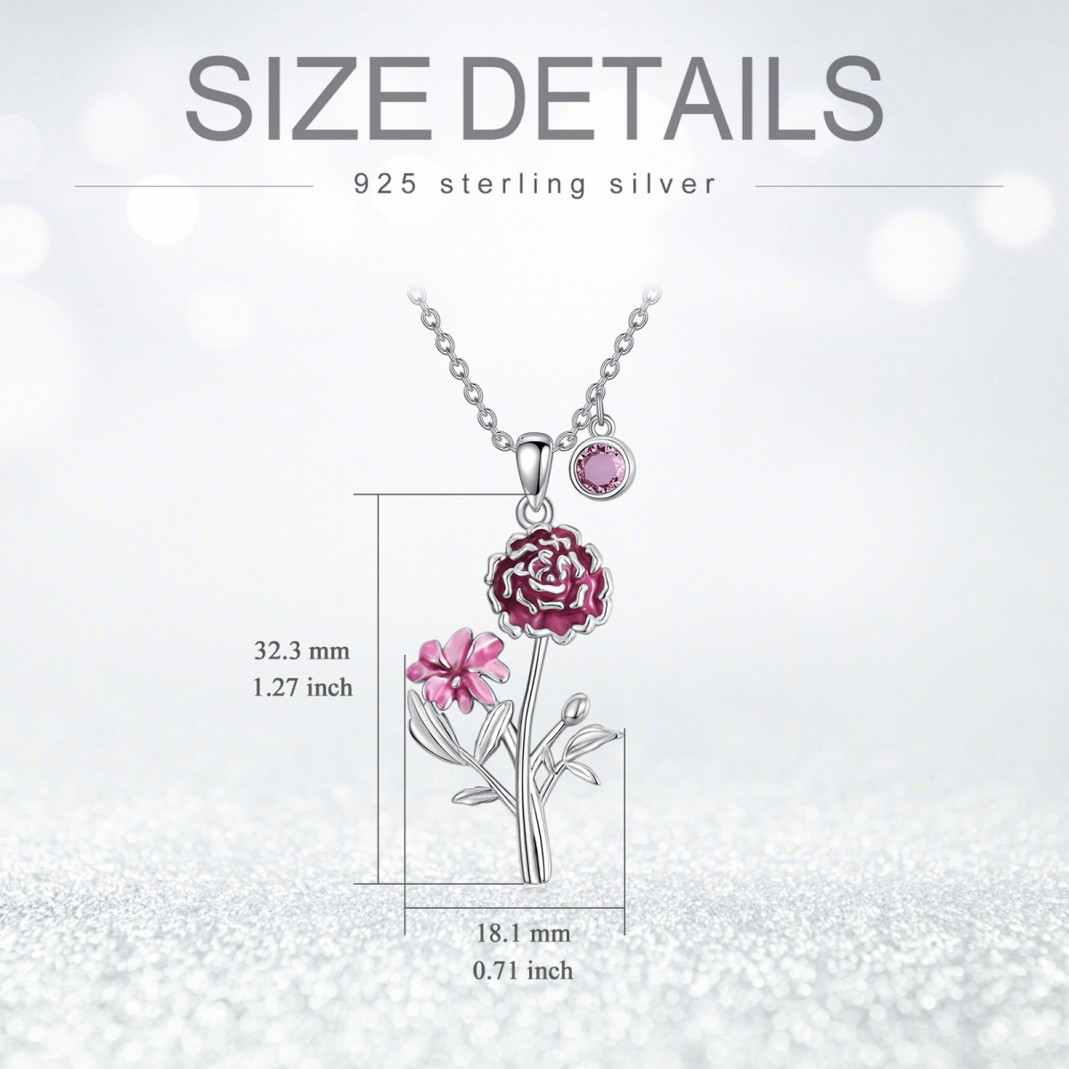 Sterling Silver Cubic Zirconia Marigold Pendant Necklace-3